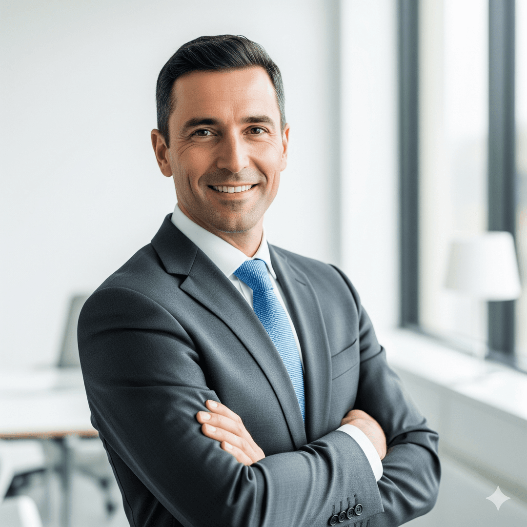 Male business consultant smiling